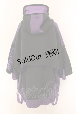 画像3: REFLEM / サイバー切り替えボリュームネック半袖ジャージパーカー  ブラック×パープル O-25-01-29-033-PU-TO-IG-ZY