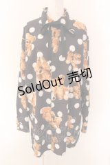 TRAVAS TOKYO / ドットくま昇華プリント総柄シャツ F ブラック O-25-01-29-025-PU-TO-YM-ZI