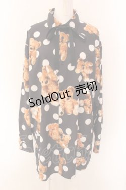 画像1: TRAVAS TOKYO / ドットくま昇華プリント総柄シャツ F ブラック O-25-01-29-025-PU-TO-YM-ZI