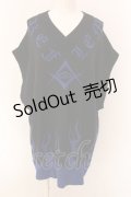 REFLEM / ジャガードニットベスト FREE ブラック×ブルー O-25-01-29-027-PU-TO-IG-ZI
