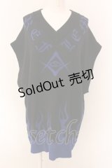 REFLEM / ジャガードニットベスト FREE ブラック×ブルー O-25-01-29-027-PU-TO-IG-ZI