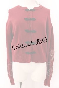 axes femme / タッセル刺繍チャイナ風カーディガン F ワイン O-25-01-30-039-AX-TO-IG-OS