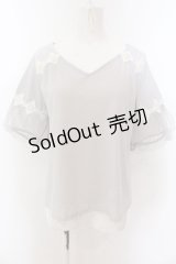axes femme / 袖チュールビジュー使いプルオーバー M グレー O-25-01-30-060-AX-TO-IG-OS