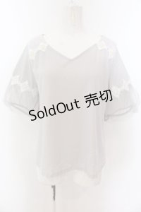 axes femme / 袖チュールビジュー使いプルオーバー M グレー O-25-01-30-060-AX-TO-IG-OS