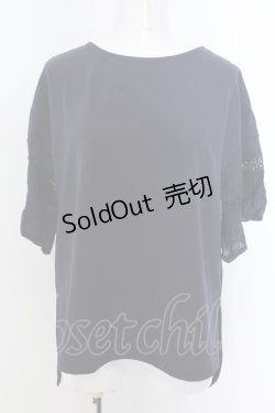 画像1: axes femme / レース×コットン袖カットプルオーバー F ネイビー O-25-01-30-062-AX-TO-IG-OS