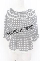 axes femme kawaii / フリル襟シャーリングブラウス M クロ O-25-01-30-122-AX-BL-OW-OS