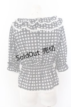 画像2: axes femme kawaii / フリル襟シャーリングブラウス M クロ O-25-01-30-122-AX-BL-OW-OS