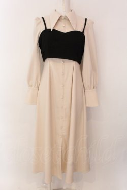 画像1: EAT ME / 2wayビスチェ付きシャツワンピース S アイボリー×.クロ O-25-01-31-039-LO-OP-IG-ZT049