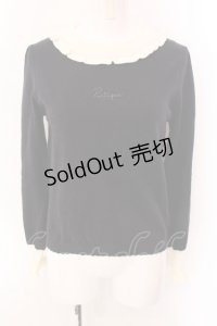 axes femme POETIQUE / バイカラーフリルニット M 黒 O-25-01-31-1004-AX-TO-SZ-OS