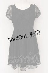 Ank Rouge / 総レースパフスリーブフワンピース  クロ O-25-01-31-1043-CA-OP-IG-OS