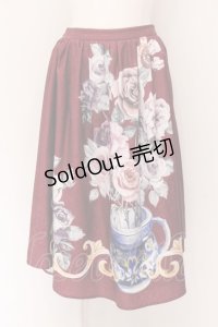 axes femme / 薔薇パネル柄ジャガードスカート F ワイン O-25-01-31-1059-AX-SK-SZ-ZT009