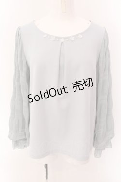 画像1: axes femme / ギャザー袖切替トップス M ミントブルー O-25-01-31-1008-AX-TO-OW-OS