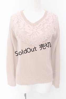 画像1: 【SALE】axes femme / Vネック起毛レースニットプルオーバー M ピンク O-25-01-31-1015-AX-TO-SZ-ZT222