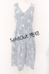 axes femme POETIQUE / リボン付アイスクリスタルワンピース  ブルーグレー O-25-01-31-1035-AX-OP-IG-OS