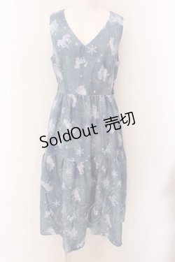 画像1: axes femme POETIQUE / リボン付アイスクリスタルワンピース  ブルーグレー O-25-01-31-1035-AX-OP-IG-OS