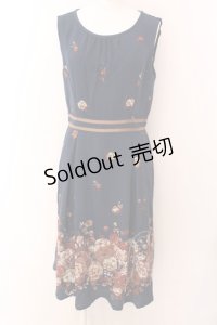 axes femme / ドライフラワー柄ワンピース M ネイビー O-25-01-31-1038-AX-OP-IG-OS
