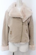 axes femme / ライダース風ショートコート M ベージュ O-25-01-31-2035-AX-CO-IG-ZT-C039