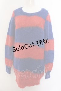 Candy Stripper / ボーダーモヘアニット 2 レッド×ブルー O-25-01-31-2065-PU-TO-OW-ZT007
