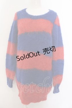 画像1: Candy Stripper / ボーダーモヘアニット 2 レッド×ブルー O-25-01-31-2065-PU-TO-OW-ZT007