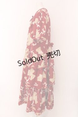 画像5: PINK HOUSE / リボンテディちゃんのティアードワンピース  アカ O-25-02-04-049-LO-OP-IG-OS