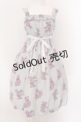 Physical Drop / シャーリングジャンパースカート【テディベア柄】  ミント O-25-02-04-006-LO-OP-IG-OS