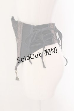 画像4: OZZ ANGELO / ローズ刺繍ナナメスナップボタンコルセット  ネイビー×ブラウン O-25-02-04-072-OO-ZA-IG-OS