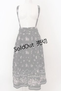画像1: axes femme / すみれ柄サス付スカート M クロ O-25-02-07-029-AX-SK-OW-ZY