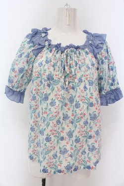 画像1: Jane Marple / Celiaとピンチェックのブラウス M ブルー系 O-25-02-07-040-JM-BL-OW-OS