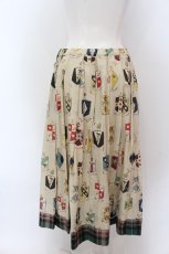 画像5: Jane Marple / Flower crestsとタータンチェックタックスカート M ベージュ O-25-02-07-042-JM-SK-OW-OS (5)