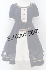 星彩虹 / マリンプリントワンピース M ネイビー O-25-02-07-003-PU-OP-OW-OS