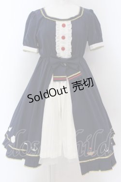 画像1: 星彩虹 / マリンプリントワンピース M ネイビー O-25-02-07-003-PU-OP-OW-OS