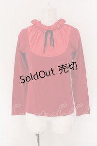 MILK / ギャザーネックカットソー  アカ O-25-02-08-035-ML-TO-IG-OS