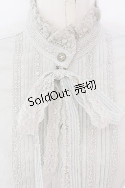 画像2: Victorian maiden / レースリボン付スタンドカラーパフスリーブブラウス  グレー O-25-02-08-012-CL-BL-IG-OS