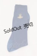 Jane Marple / Angel embroideryクルーソックス  ブルー O-25-02-10-060-JM-ZA-IG-OS