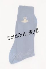 Jane Marple / Angel embroideryクルーソックス  ブルー O-25-02-10-060-JM-ZA-IG-OS