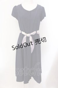 an another angelus / スカーフ付き前開きワンピース  ネイビー O-25-02-10-022-CA-OP-IG-ZT203