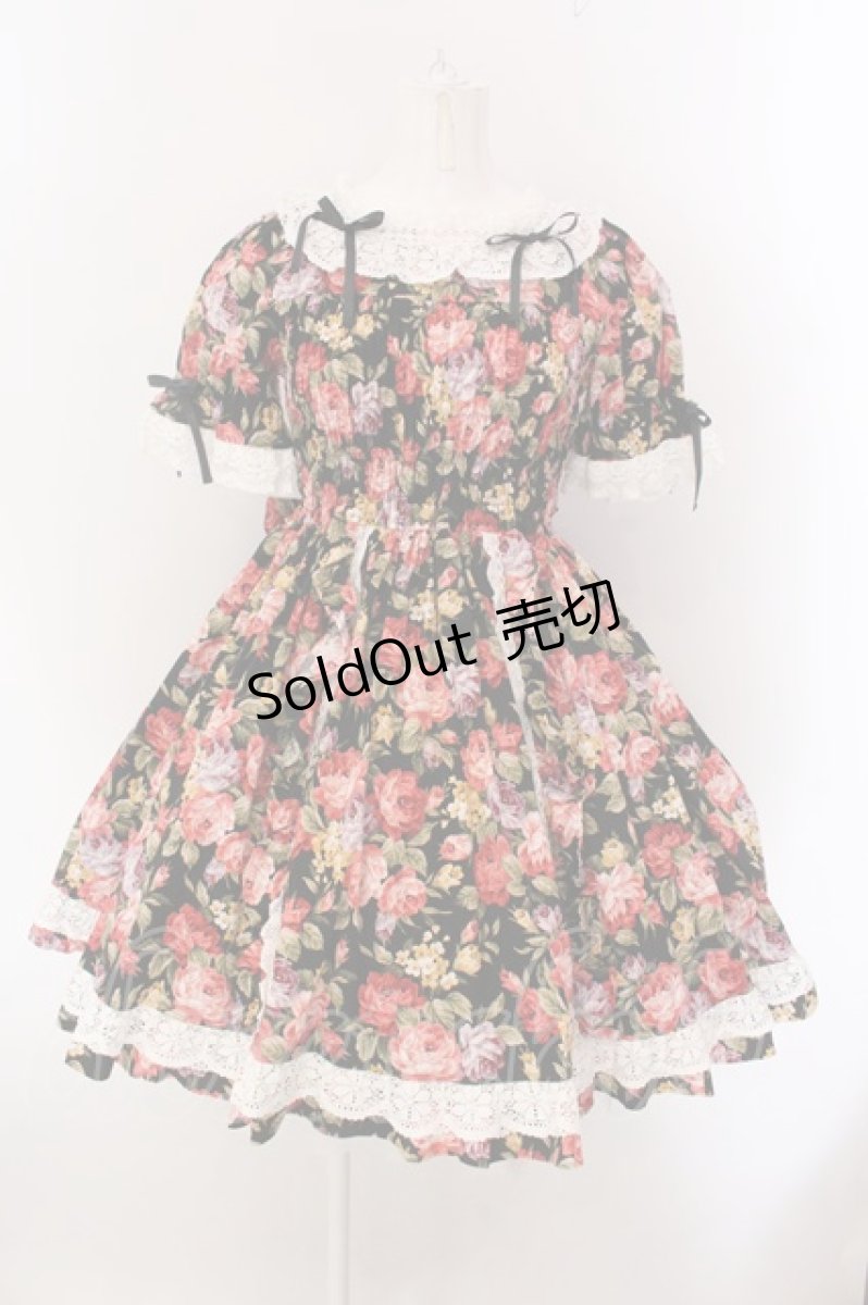 画像1: Angelic Pretty / ゴブラン調プリントワンピース  クロ×アイボリー O-25-02-11-022-AP-OP-IG-OS (1)