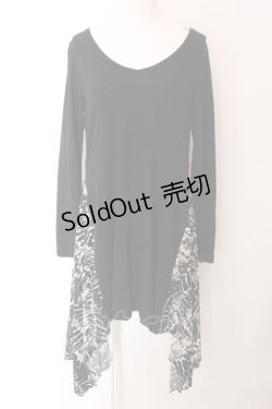 画像1: BPN / シンメトリーロングカットソー M ブラック O-25-02-11-059-GO-OP-IG-ZY