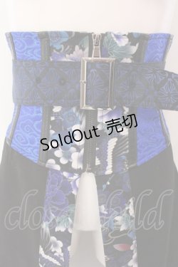 画像2: Qutie Frash / 和柄ラップコルセット  ブラック×ブルー O-25-02-11-070-QU-SK-OW-OS