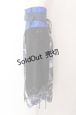 画像3: Qutie Frash / 和柄ラップコルセット  ブラック×ブルー O-25-02-11-070-QU-SK-OW-OS