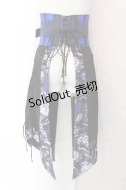画像4: Qutie Frash / 和柄ラップコルセット  ブラック×ブルー O-25-02-11-070-QU-SK-OW-OS