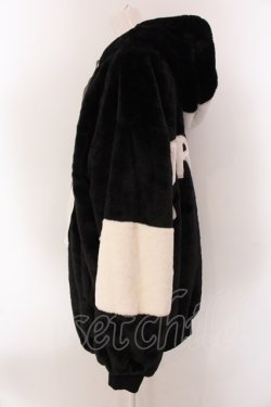 画像3: TRAVAS TOKYO / Drip Logo Faux Fur Hoodie F ブラックｘホワイト O-25-02-11-081-PU-CO-YM-ZT-C013