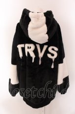 画像4: TRAVAS TOKYO / Drip Logo Faux Fur Hoodie F ブラックｘホワイト O-25-02-11-081-PU-CO-YM-ZTC013 (4)
