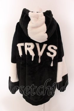 画像4: TRAVAS TOKYO / Drip Logo Faux Fur Hoodie F ブラックｘホワイト O-25-02-11-081-PU-CO-YM-ZT-C013