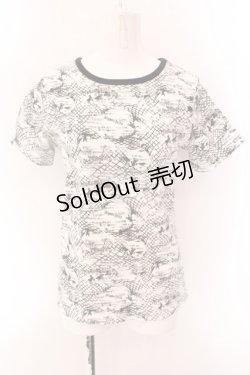 画像1: ALGONQUINS / 英字柄Tシャツ  ホワイト×ブラック O-25-02-15-030-AL-TS-IG-OS
