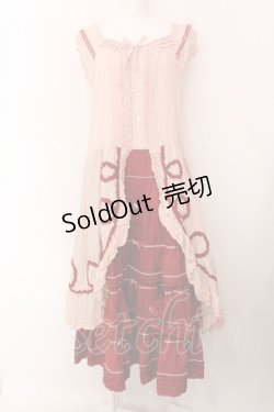 画像1: PINK HOUSE / 配色ローンノースリーブワンピース  ピンク×アカ O-25-02-15-060-LO-OP-IG-OS