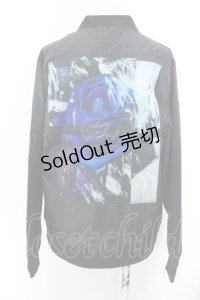 KINGLYMASK / Blue Roseワッペンブルゾン M ブラック×ブルー O-25-02-16-007-PU-JA-OW-ZT