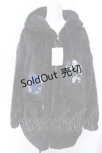 KINGLYMASK / ワッペンファーZIPパーカー M ブラック O-25-02-16-008-PU-JA-OW-ZT-C035