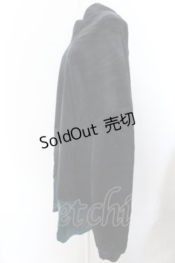 画像2: KINGLYMASK / ベロア裾切替レイヤードロングパーカー  ブラック×グリーン O-25-02-16-009-PU-TO-OW-ZT