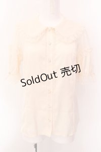 axes femme kawaii / チュール切り替えパフ袖ブラウス  アイボリー O-25-02-18-042-AX-BL-IG-OS